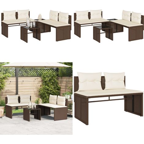 4-tlg. Garten-Sofagarnitur mit Kissen Braun Poly Rattan - Gartenmöbel - Outdoor-Möbel - Rattanmöbel - Esstischgarnitur - Sofa Set - Home & Living (1/5)