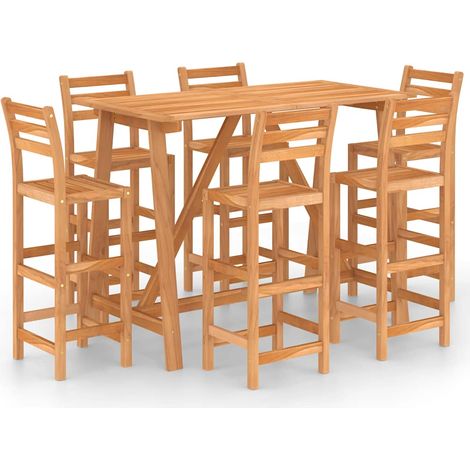 Maison Exclusive - 7dílný zahradní barový set masivní akáciové dřevo (1/5)