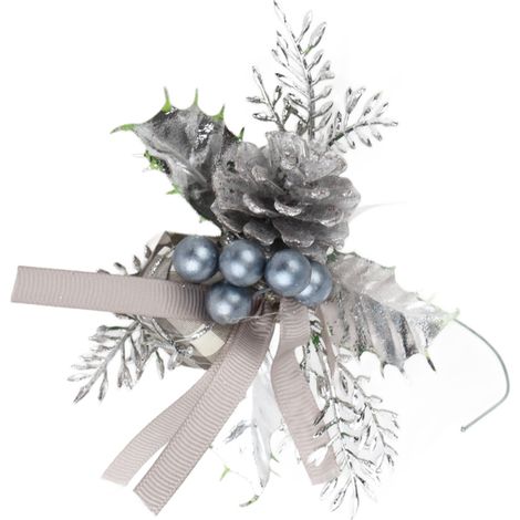 Décorations de Noël - Style 4 : Pommes de pin en mousse/plastique/naturelles/tige métallique 23 x 15 cm (1/5)