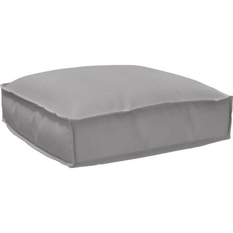 Coussin gris, mesurant 50 x 50 x 12 cm, en tissu Oxford. (1/5)