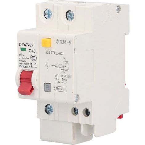 Disjoncteur monophasé (MCB) de protection contre les surcharges et les courts-circuits, accessoire pour applications domestiques 40 A