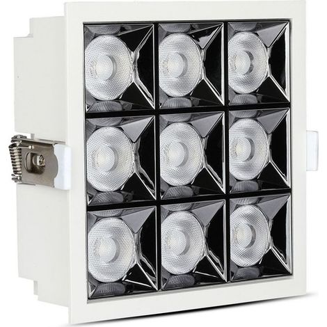 Foco LED empotrable con chip Samsung V-TAC de 36 W (9 x 4 W), UGR19, 36°, blanco cálido, CRI90 (1/5)