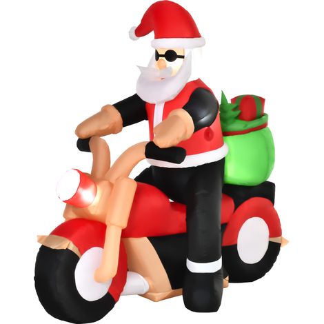 HOMCOM Babbo Natale Gonfiabile su Moto Luci Decorazione Natalizia per Esterno (1/5)