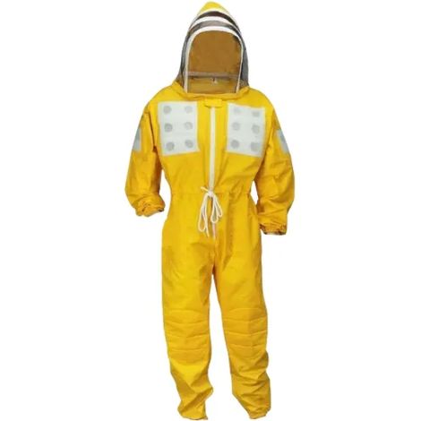 275-GL Tuta gialla spaziale 100% cotone con cappuccio a velo e 8 tasche - XXXL
