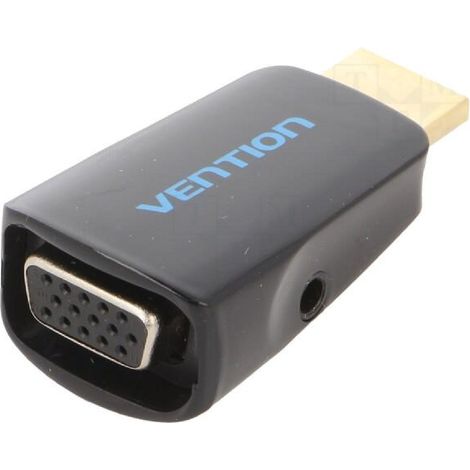 Adaptateur HDMI 1.4 prise male D-Sub 15pin HD femelle Jack 3.5mm femelle - noir