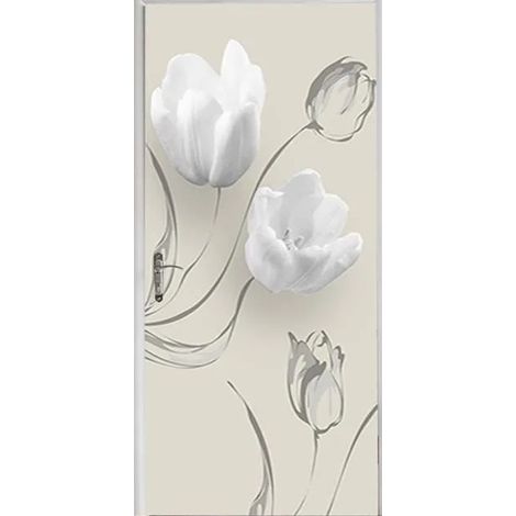 Sticker mural 3D effet bois en PVC blanc, 77 x 200 cm, pour chambre à coucher. (1/5)