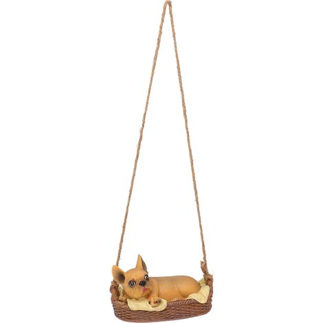 Statue de chien de jardin en résine, balançoire d'extérieur, décoration suspendue, bouledogue, cadeau animal, brun jaunâtre (1/5)