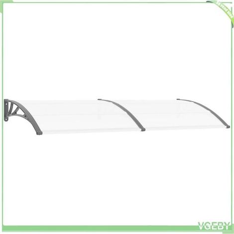 Auvent de porte - FAFEICY - 144816 - Noir et transparent - 240 x 75 cm - Polycarbonate creux 5 mm (1/5)