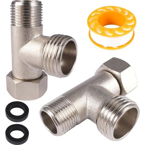 pezzi Connettore a T a 3 vie, Connettore per tubi a 3 vie, Valvola deviatrice per WC in rame da 3/8" a 1/2", Valvola di collegamento a 3 vie per spruzzatore, Valvola ad angolo, Braccio doccia (1/5)