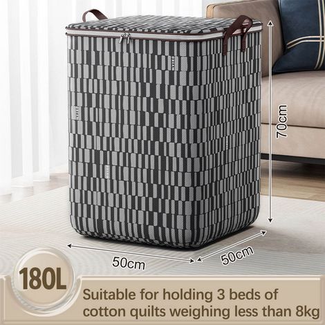 Sac De Rangement - Tissu Non Tissé - Fermeture Éclair Double - 70 X 50 X 50 Cm - Gris - Pour Déménagement Décoration De Noël Et Équipement De Camping - 1 Pièce (1/5)