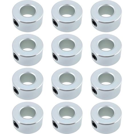Set of 12 Zinc-Plated Carbon Steel Shaft Clamps with 7/16" Bore. Compatible with Drive Shafts, Wheelbarrow Axles, Agricultural Tools, and Gearboxes (1/5)