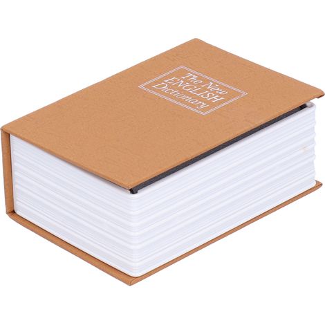 Mini coffre-fort factice en forme de livre, boîte à bijoux et argent avec serrure et clés, jaune, pour la maison ou le bureau (1/4)