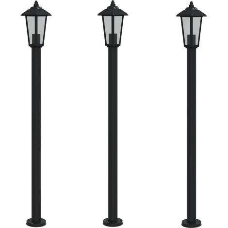 Lámparas de pie para exterior 3 piezas 120 cm acero inoxidable negro 020042548