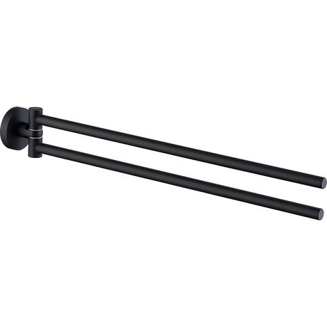 Porte-serviettes de salle de bain noir mat 2 pôles pivotant à 180 ° en acier inoxydable SUS304 41cm porte-serviettes mural porte-serviettes pour évier de cuisine de salle de bain (1/5)