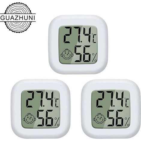 Mini LCD Digital Indoor Thermometer Hygrometer, High Precision Portable Temperature Humidity -50℃ 70℃ 10% 99% RH (White) 3 pieces (1/5)