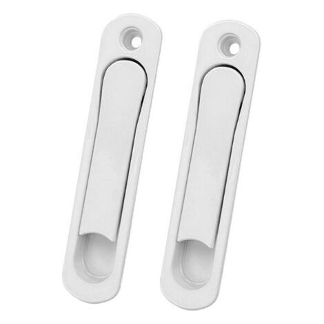 royaluxe-Lot de 2 poignées cuvette escamotable pop-up pour coulissants simples, finition blanc, 141 x 32 mm (1/5)
