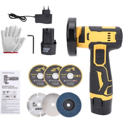 BUNTHAUS Meuleuse d'angle portable 21 V, outil de découpe et de polissage sans fil avec 2 batteries rechargeables, coupe-carreaux multifonctionnelle, 6 disques pour brique, bois, acier, pierre, pr (1/5)