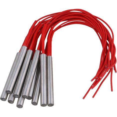 10 éléments chauffants cylindriques à une seule tête pour moule, deux fils rouges, 9,5 x 80 mm