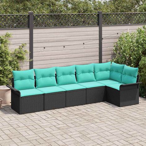 vidaXL Ensemble de canapé de jardin avec stockage 6 pcs Noir polyrotin (1/5)