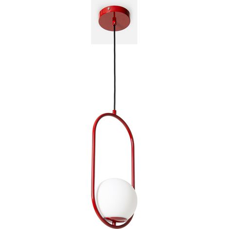 Lámpara Colgante Bola Cristal "JOHN" - E27 - Ø 15cm - Rojo