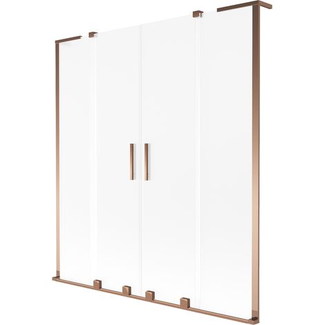 Mexen Velar L Duo Wannenabtrennung 2-flügelig verschiebbar 140 x 150 cm, matt, Roségold - 896-140-003-32-60 (1/2)