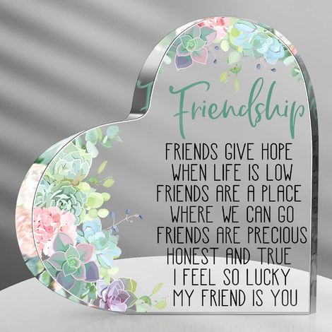 Plaque en acrylique cœur cristal, objet décoratif, cadeau idéal pour elle ou lui（10 cm) (1/4)