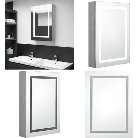 LED-Bad-Spiegelschrank Betongrau 50x13x70 cm - LED-Spiegelschrank - Badezimmerspiegel - Betonlook - Wandmontage - Beleuchtung - Home & Living (1/5)