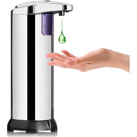 Automatischer Seifenspender aus Edelstahl (280 ml) mit Infrarotsensor für berührungsloses Duschen und Händewaschen, inklusive Handwaschbeckenhalter, für Büro, öffentliche Einrichtungen, Zuhause und Sc (1/5)