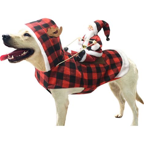Weihnachtskostüme für Hunde, Weihnachtskostüm für Katzen mit Weihnachtsmann im roten Mantel für Katzen und Hunde, verstellbarer Brustumfang 56 (1/4)