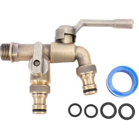 Wall Mounted Outdoor Brass Faucet, Frost Resistant, with Ball Valves, 1/2" Inlet and Outlet, Retro Bronze Style, Ideal for Balcony or Home (1/5)