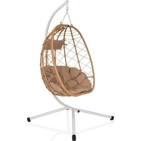 Hängesessel COCOVA Outdoor mit Gestell weiß/beige hjh LIVING