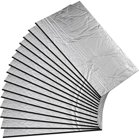 Packung mit 15 selbstklebenden, 5 mm dicken Aluminium-Isolierplatten, 0,68 m², 25 x 18 cm, Schall- und Wärmeschutz (1/5)