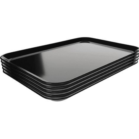 Lot de 5 plats de présentation lisse (L)240 x (P)350 mm, en mélamine noire, résistant à la chaleur