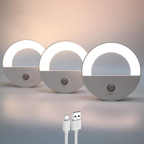 Veilleuse Rechargeable - Detecteur De Mouvement - Lumiere Chaude Led - Pour Chambre Bebe Couloir Escalier Cuisine - 1 Unite (1/5)