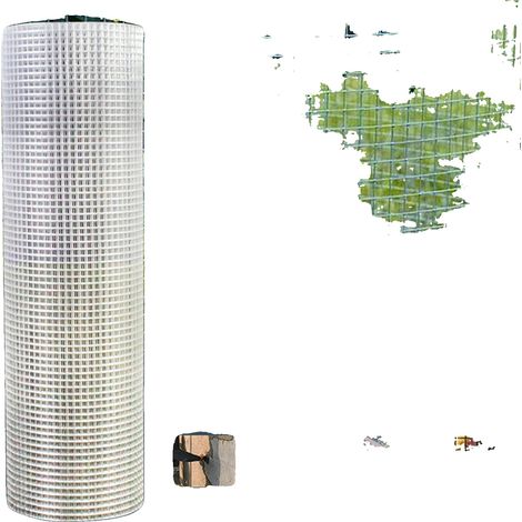 Malla de alambre para gallinero, acero bajo en carbono, 1 m x 25 m, diámetro del alambre: 0,9 mm, tamaño del orificio: 2,5 cm, estructura soldada. (1/5)