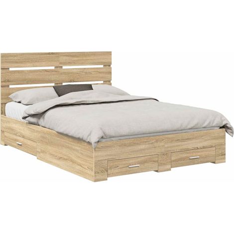Maison Exclusive - Bettrahmen mit Kopfteil Sonoma-Eiche 150 x 200