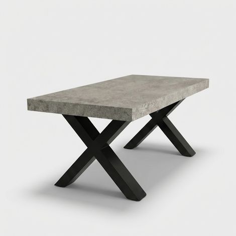 Tavolo allungabile design moderno gambe nere 140/220x90 Firenze - Grigio chiaro