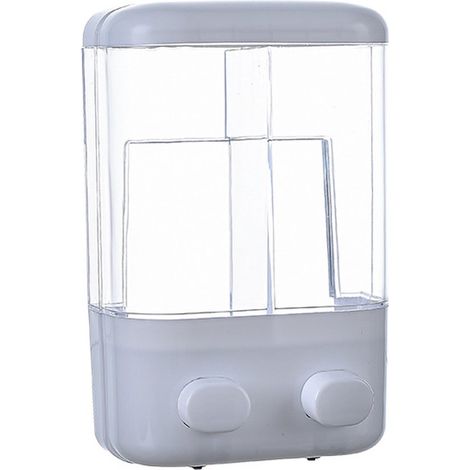 14,2 x 7 x 21 cm, Dispensador de jabón de manos para baños de hotel, Dispensador de jabón de doble cabezal transparente y sin golpes (1/5)