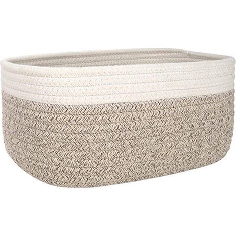 Panier de rangement ovale blanc, grand format, pour la décoration de la maison et l'organisation du bureau (1/5)