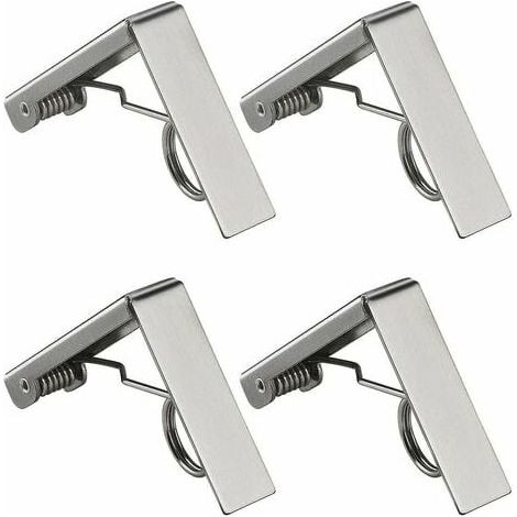 Pinzas para manteles de acero inoxidable, pinzas con resorte para manteles, ideales para restaurantes, fiestas y picnics (juego de 4 piezas). (1/5)