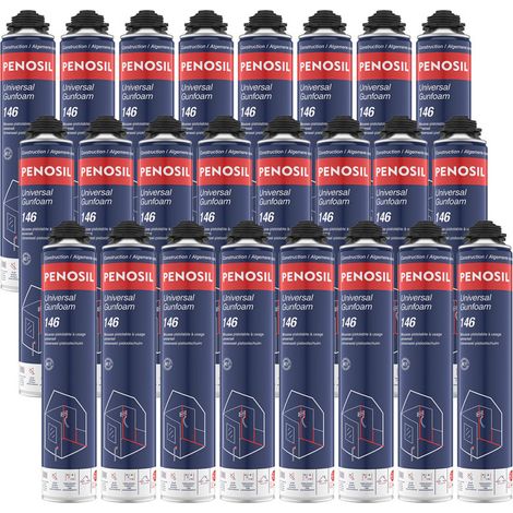 Penosil – Lot de 24 mousses polyuréthanes expansives 690ml – Pistolables pour remplissage et étanchéité – Isolation thermique et acoustique (1/2)