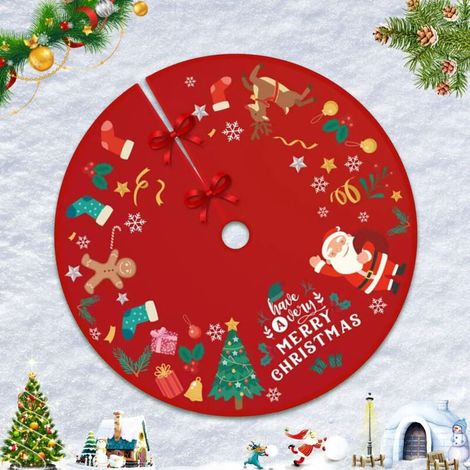 Jupe de Sapin de Noel 90cm Cache Pied Sapin de Noel Couvre-Pieds de Sapin, pour Decoration de Noel Sapin, Jupe Sapin de Noël Convient à la Plupart des Sapin de Noel (1/5)