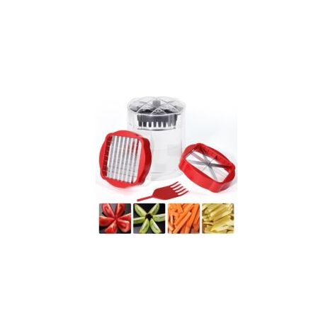 Coupe-frites en acier inoxydable, coupe-fruits professionnel, coupe-pommes de terre, coupe-pommes avec 2 lames, coupe-tomates à coupe rapide, coupe-frites pour chips, concombres, carottes, pommes (1/5)