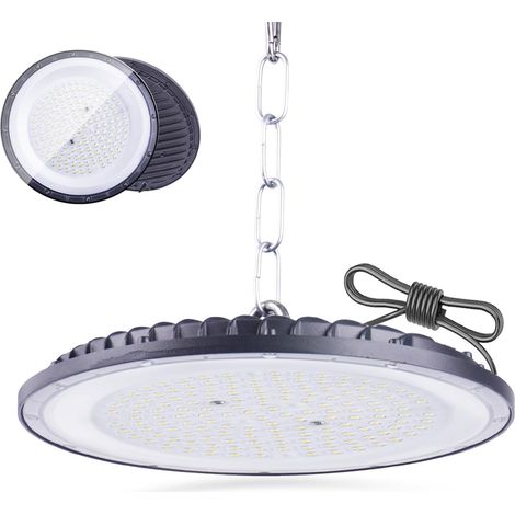 100W LED UFO High Bay Lumière d'entrepôt, 110lm/w 144 LEDs Projecteur LED Extérieur Industrial,6500K IP65 Étanche Plafonnier UFO Spot Lustre Intérieur,Lampe Atelier pour Garage,Usine,Hall (1/5)