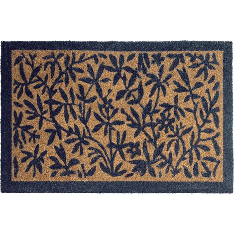 Felpudo de fibra de coco antideslizante 40 x 60 cm con dorso de PVC motivo hojas natural Nunivak