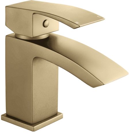 Balterley Contemporary Single Lever Deck Mounted Mono Basin Mixer Tap with Push Button Waste, 180 x 55 x 134mm, Brushed Brass