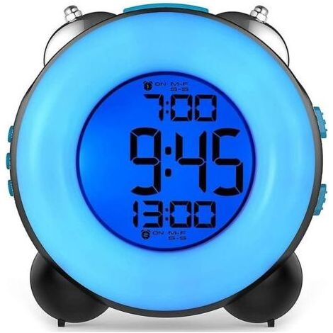 Réveil fort pour les gros dormeurs avec alarme en option double réglage d'alarme fonction Snooze (bleu complet) 1 pièces (1/5)