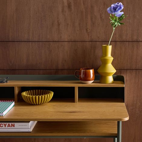 Bureau métal et décor bois 3 niches 100cm vert - Molto (1/5)