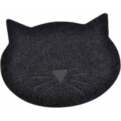 Tapis Repas pour Chat "Tête de Chat" 43cm Noir