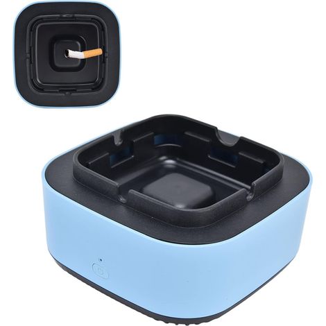 Purificateur de Cendrier, Purificateur d'air Cendrier sans Fumée attrape-fumée purificateur à ions négatifs multifonctionnel sans fumée alimenté par batterie la maison Chambre de Bureau Voiture Bleu (1/5)